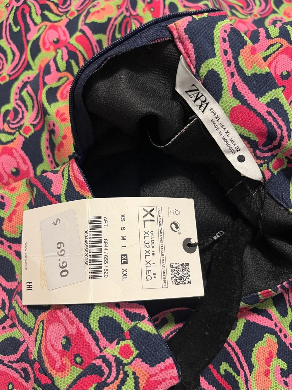 Zara Pink & Green Paisley Mini Dress - Picture 2 of 6